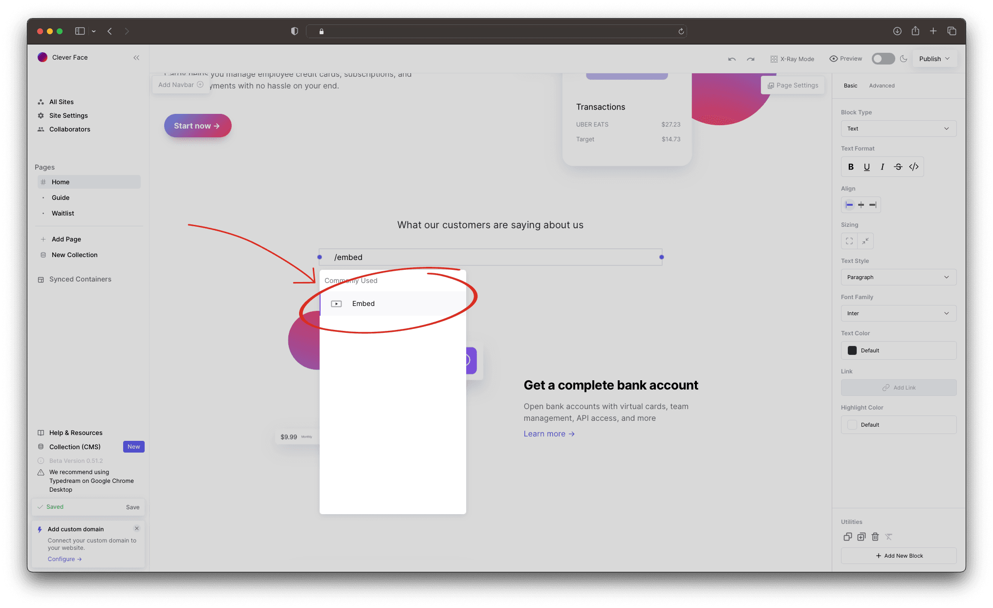 Step - 2: Insert Embed block