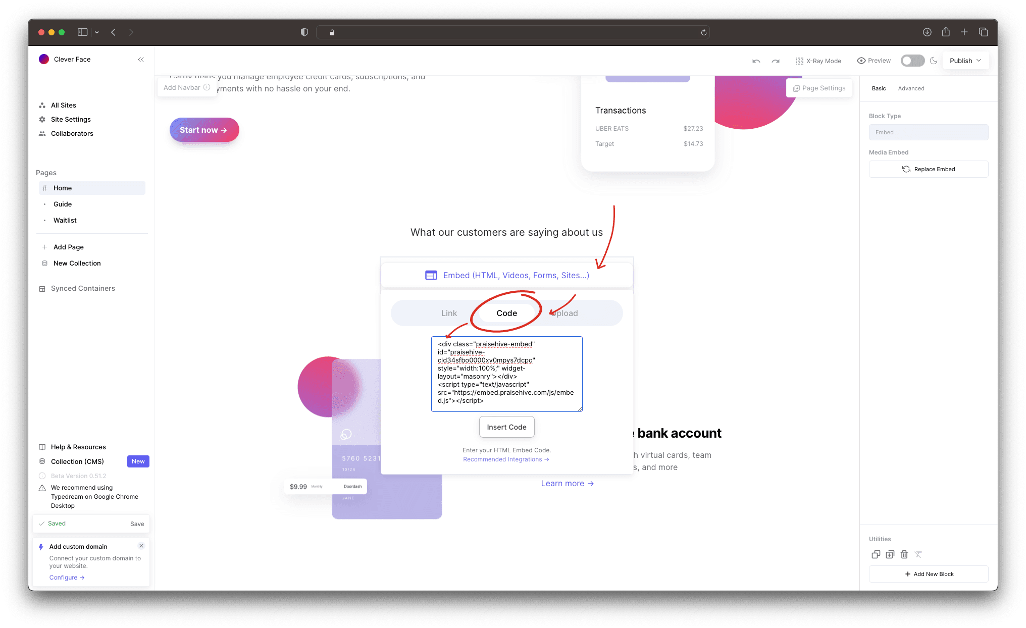 Step - 2: Insert Embed block