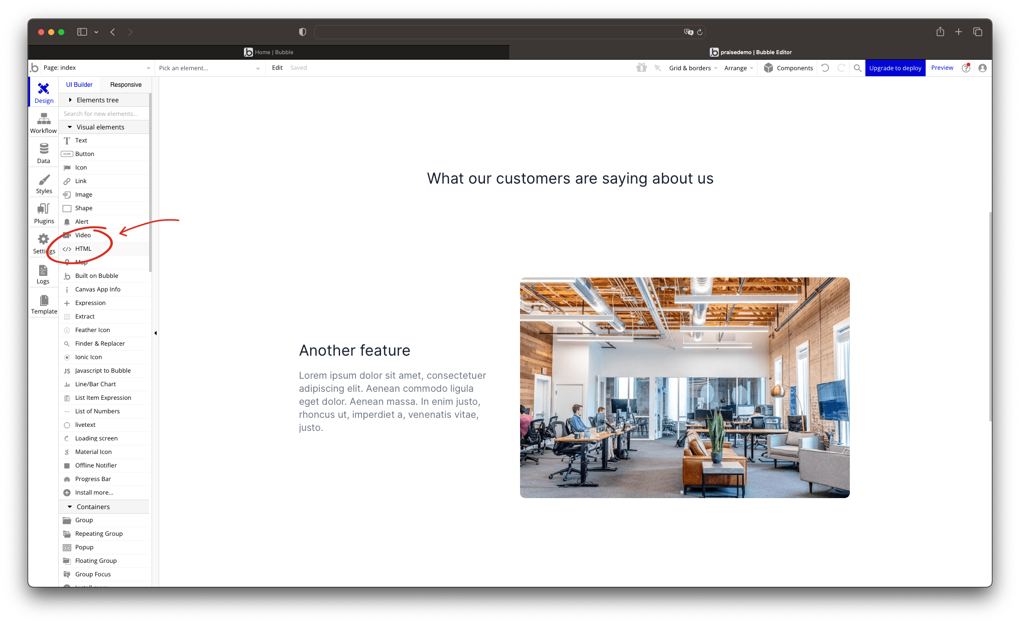 Step - 2: Insert HTML block