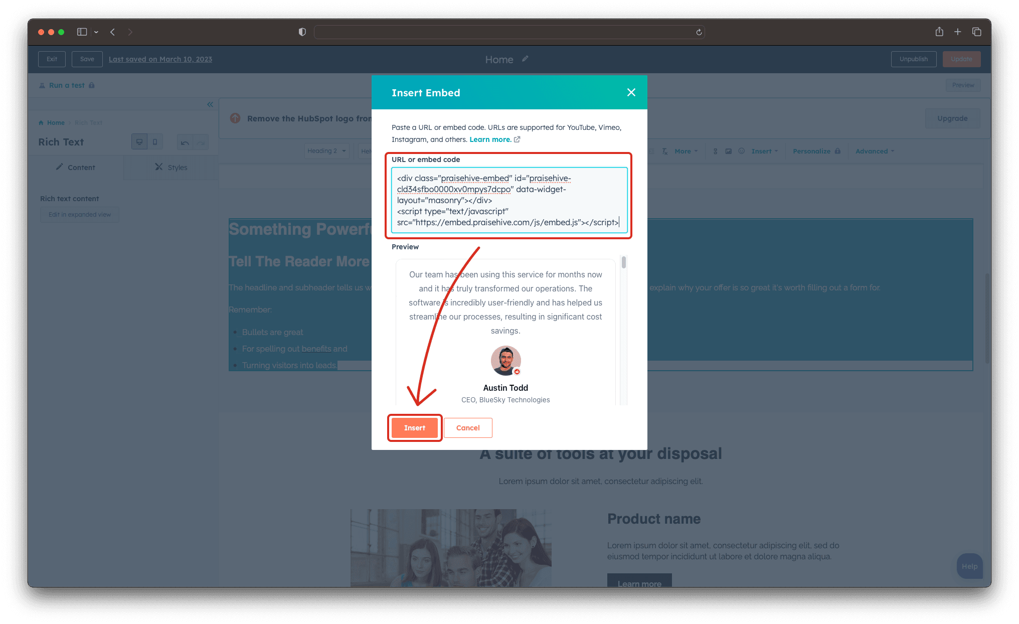 Step - 2: Insert Rich Text Module