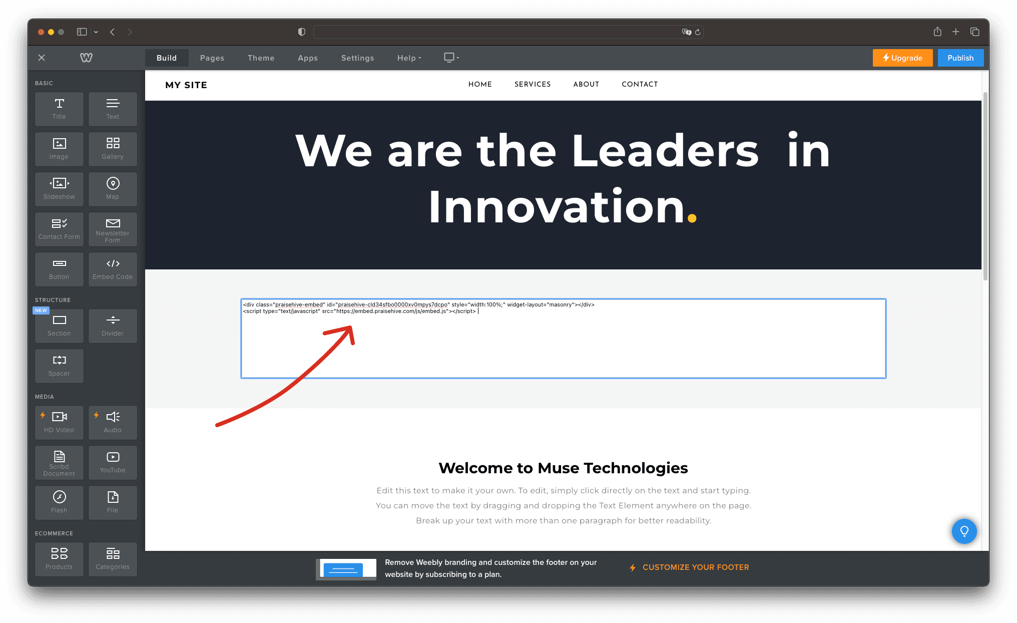 Step - 2: Insert Embed Code block