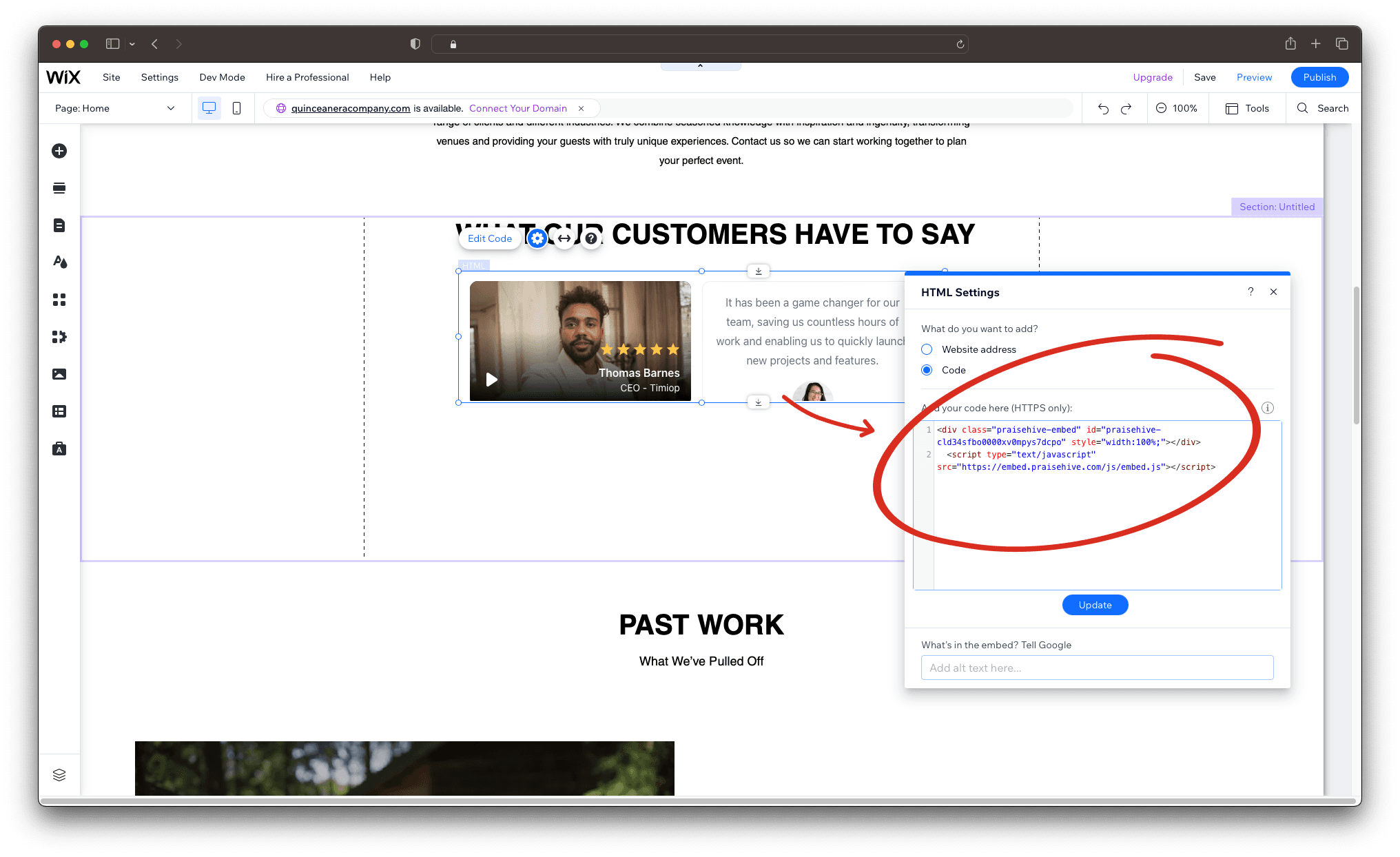 Step - 2: Insert embed HTML